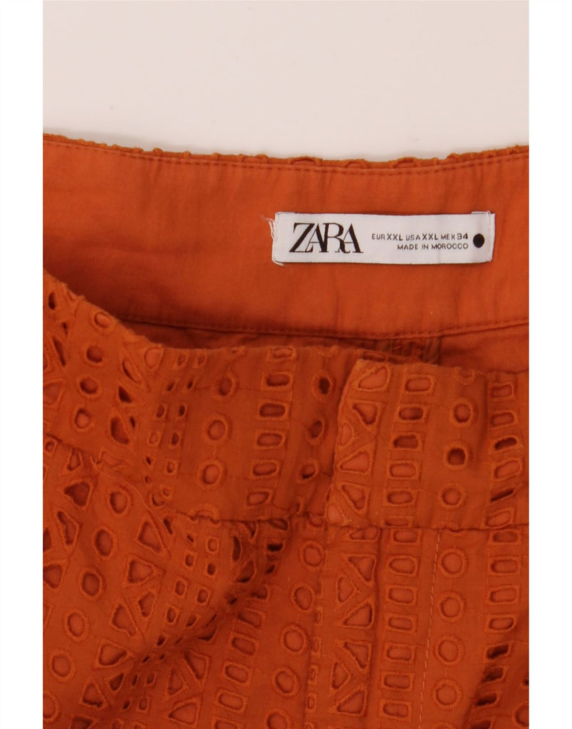 ZARA Womens Straight Capri Trousers 2XL W40 L23 Orange Cotton Vintage Zara and Second-Hand Zara from Messina Hembry 