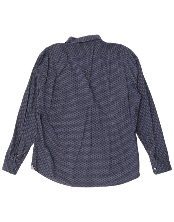 Hugo Boss Mens Shirt XL Navy Blue Floral Cotton