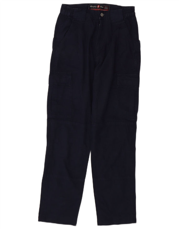 Murphy & Nye Mens Straight Cargo Trousers W29 L29 Navy Blue Cotton
