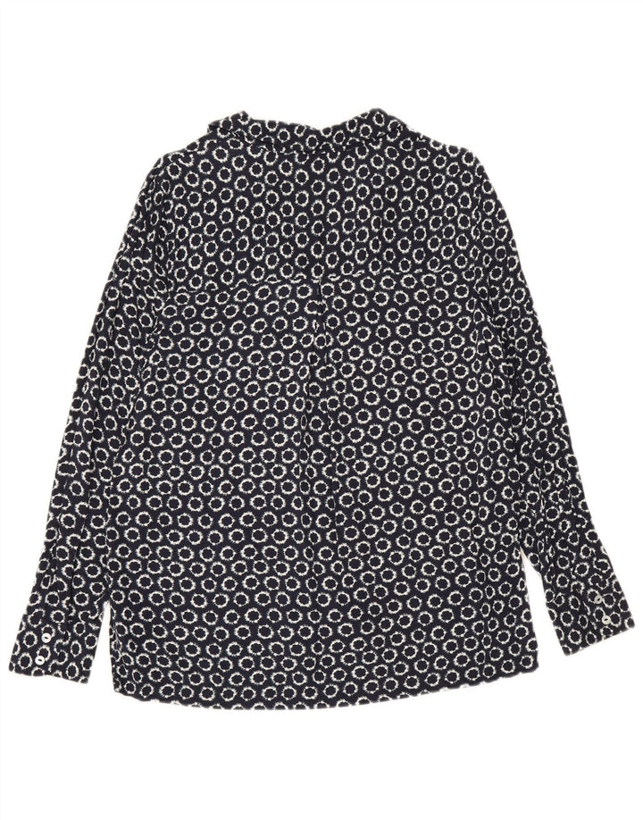 Marks & Spencer Womens Loose Fit Shirt UK 12 Medium Navy Blue Geometric