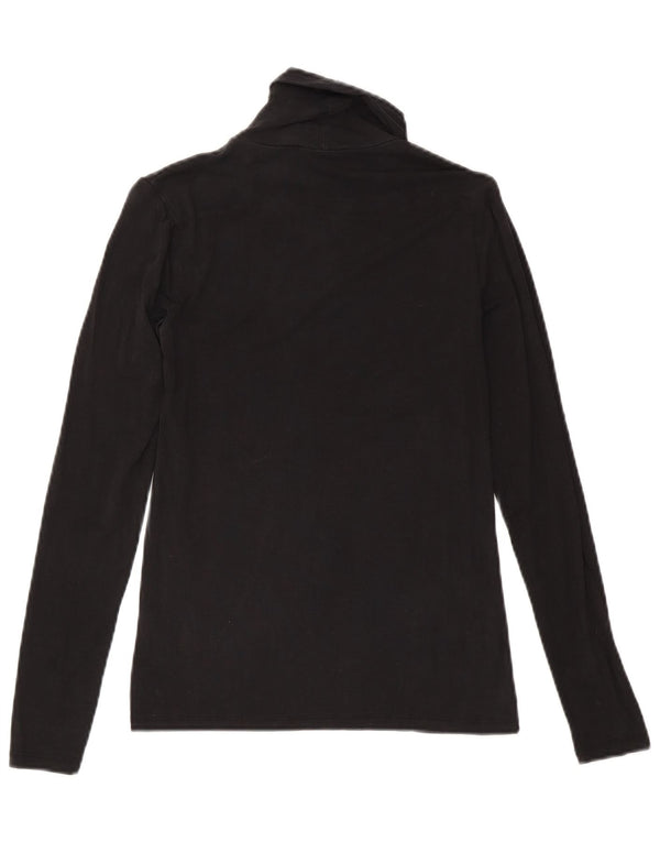 Massimo Dutti Womens Top Long Sleeve UK 8 Small Black Lyocell
