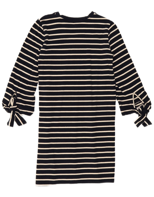 Warehouse Womens 3/4 Sleeve Jumper Dress UK 8 Small Navy Blue Striped