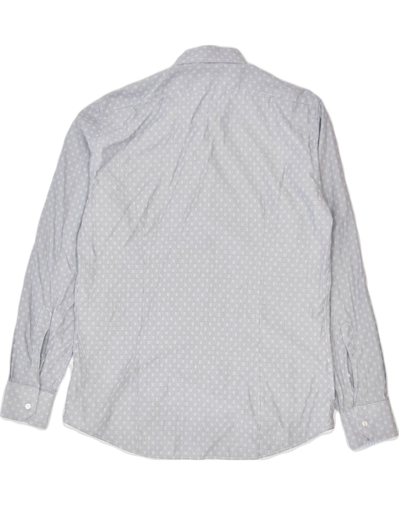 TRUSSARDI Mens Shirt Size 42 16 1/2 Large Grey Spotted Cotton | Vintage | Thrift | Second-Hand | Used Clothing | Messina Hembry 