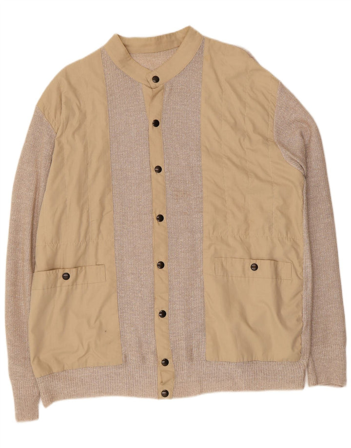 VINTAGE Mens Cardigan Sweater Large Beige