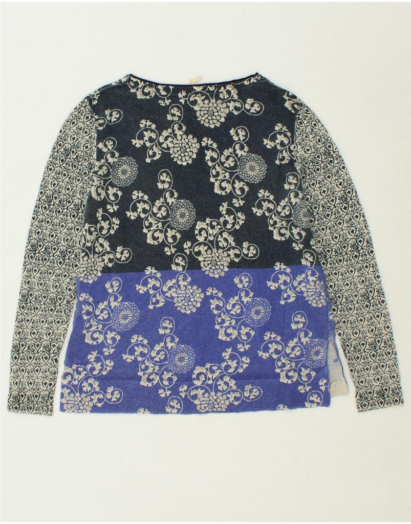 WHITE STUFF Womens Boat Neck Jumper Sweater UK 12 Medium Black Floral Vintage White Stuff and Second-Hand White Stuff from Messina Hembry 