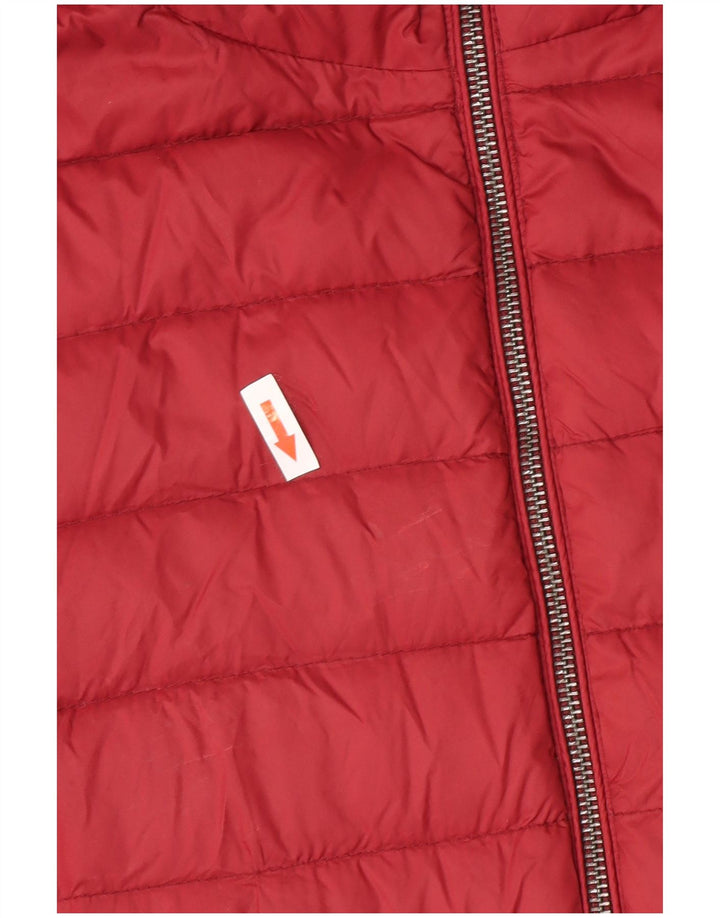 Massimo Dutti Womens Hooded Padded Jacket UK 14 Large Burgundy