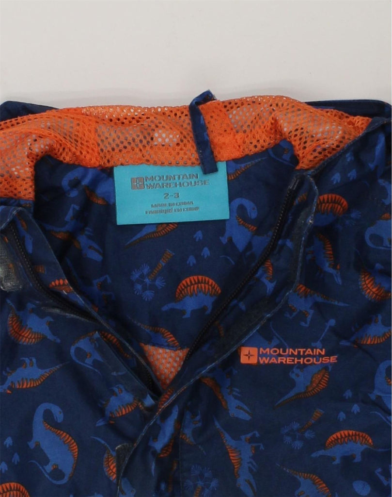 MOUNTAIN WAREHOUSE Boys Hooded Rain Jacket 2-3 Years Blue Animal Print | Vintage Mountain Warehouse | Thrift | Second-Hand Mountain Warehouse | Used Clothing | Messina Hembry 