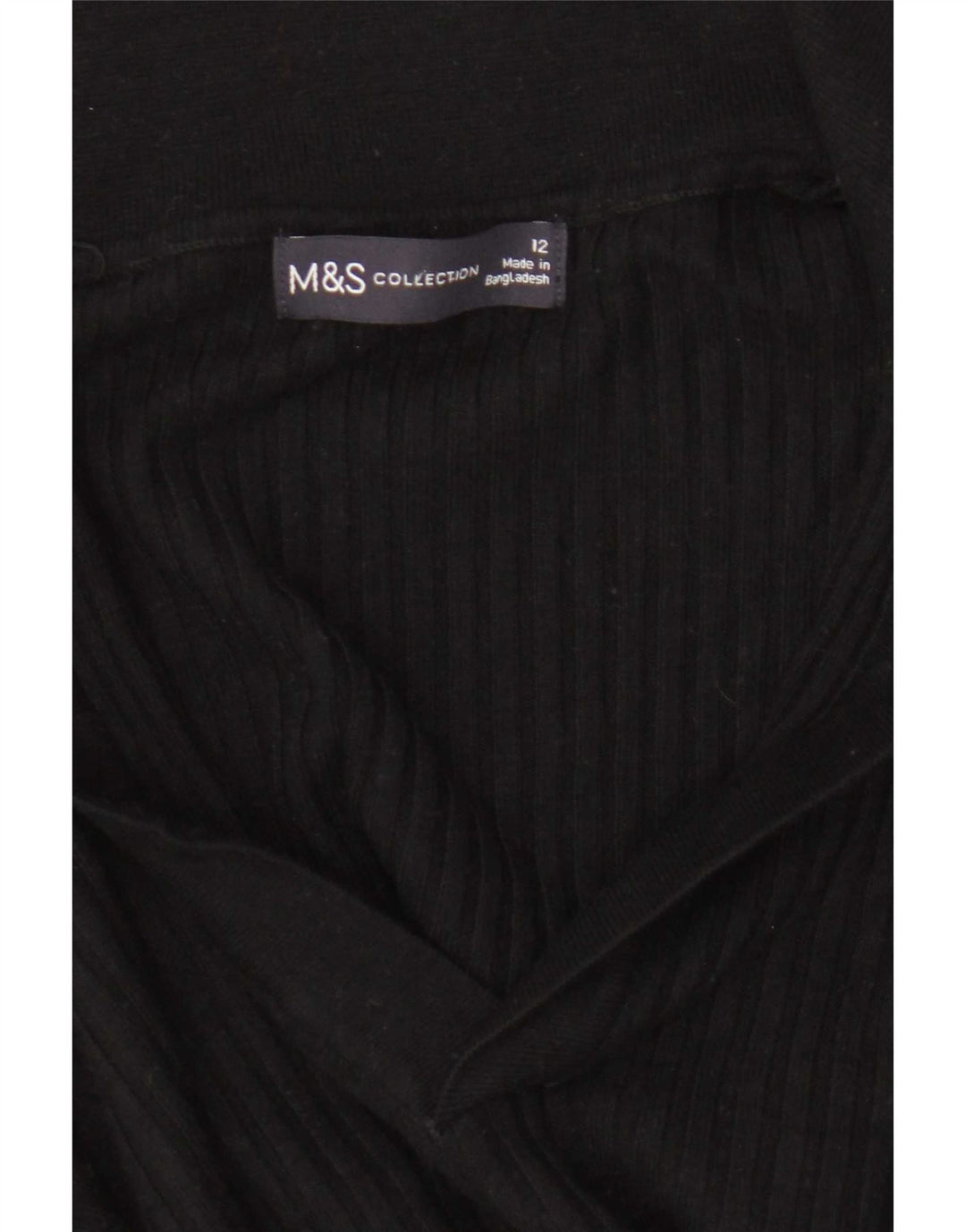 Marks & Spencer Womens Crop Polo Neck Jumper Sweater UK 12 Medium Black