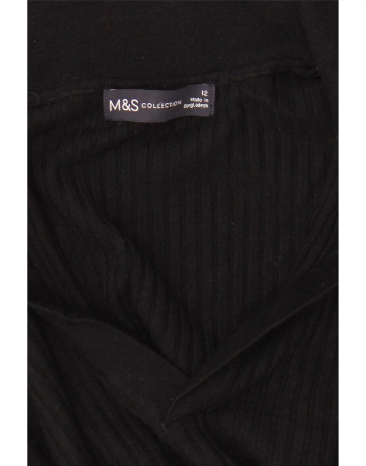 Marks & Spencer Womens Crop Polo Neck Jumper Sweater UK 12 Medium Black