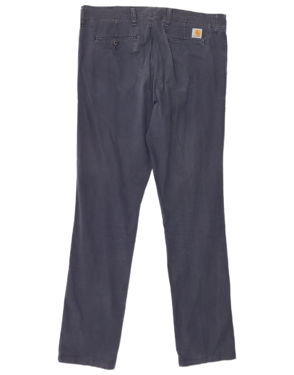 Carhartt Mens Slim Chino Trousers W34 L34 Navy Blue Cotton