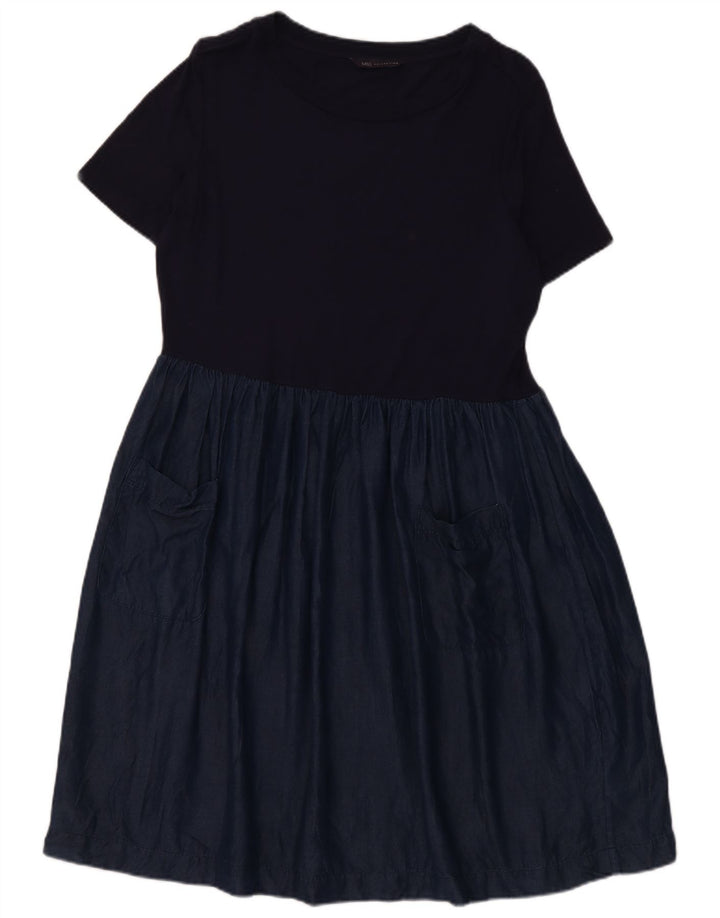 Marks & Spencer Womens Basic Dress UK 12 Medium Navy Blue Lyocell