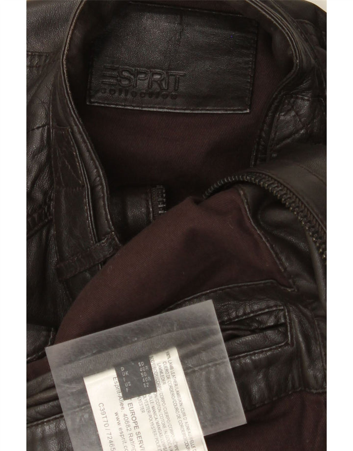 Esprit Mens Leather Jacket UK 40 Large Brown Leather