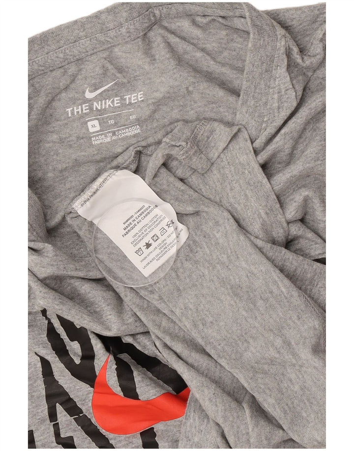 Nike Mens Graphic T-Shirt Top XL Grey Flecked Cotton