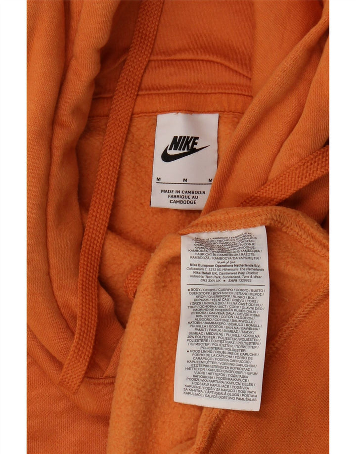 NIKE Mens Hoodie Jumper Medium Orange Cotton