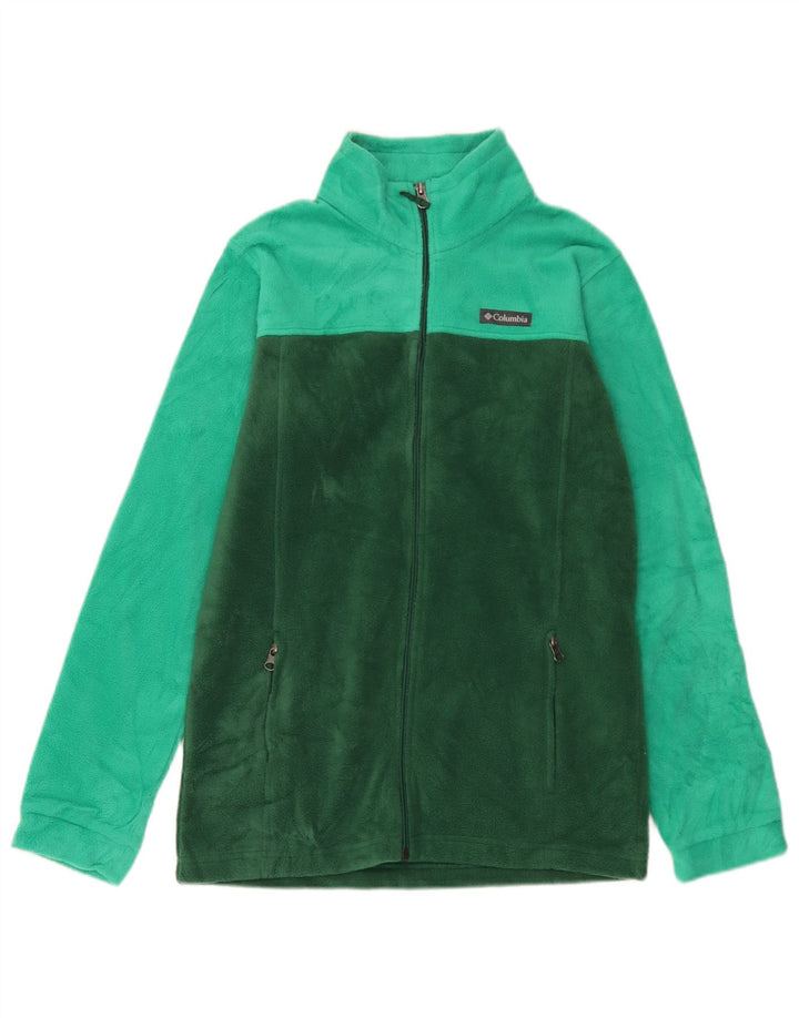 Columbia Boys Fleece Jacket 15-16 Years XL Green Colourblock Polyester