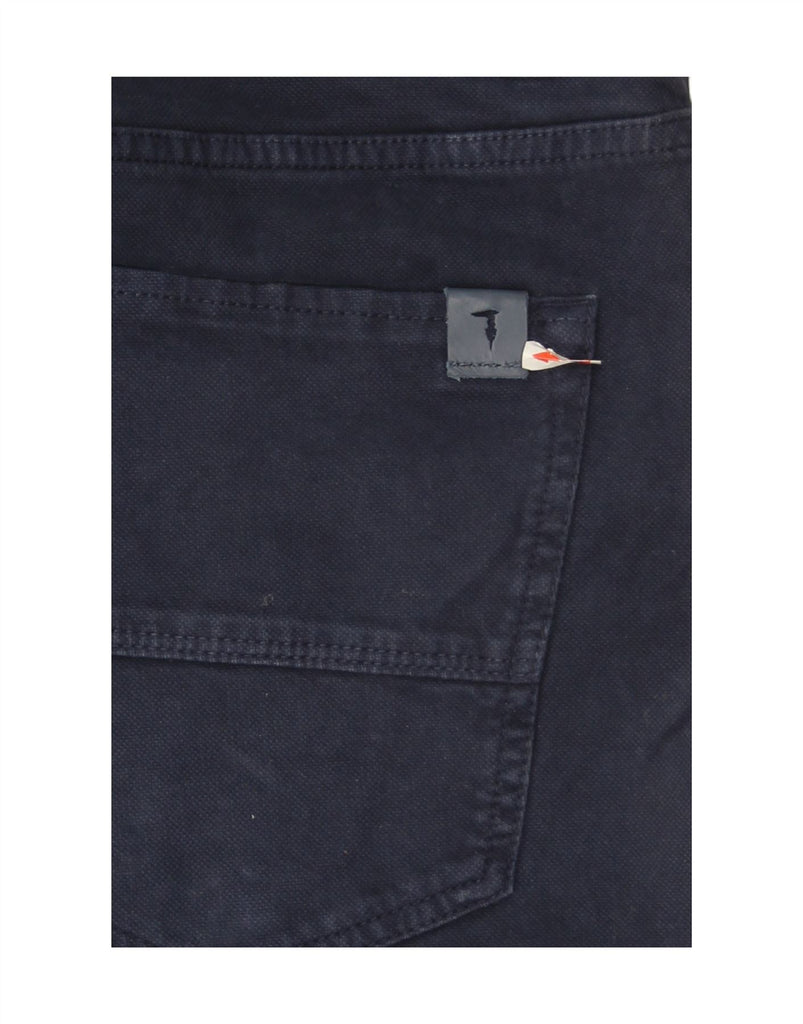 TRUSSARDI Mens Straight Casual Trousers W42 L29 Navy Blue Cotton Vintage Trussardi and Second-Hand Trussardi from Messina Hembry 