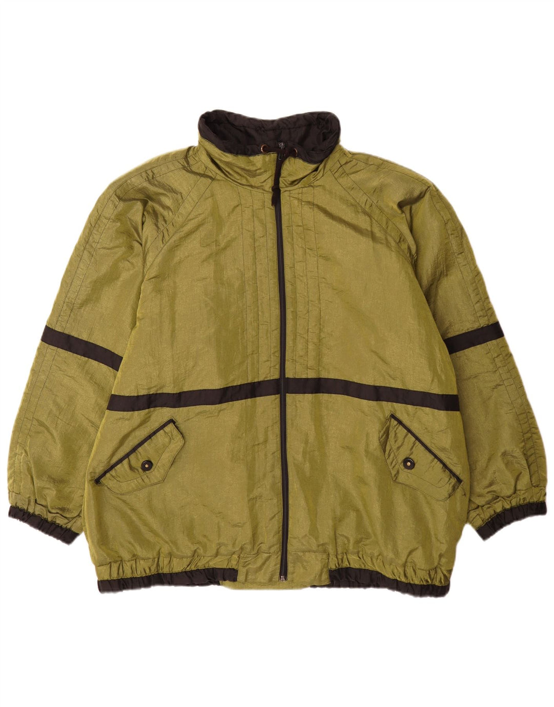 Vintage Mens Windbreaker Jacket UK 44 2XL Green Colourblock Polyester