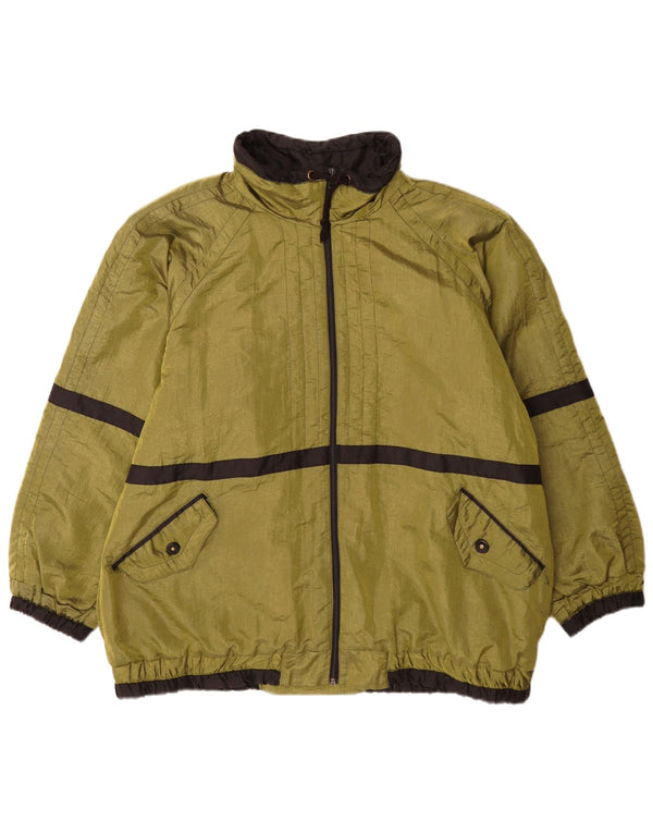 Vintage Mens Windbreaker Jacket UK 44 2XL Green Colourblock Polyester