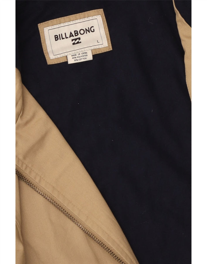 Billabong Mens Hooded Bomber Jacket UK 40 Large Beige Polyester