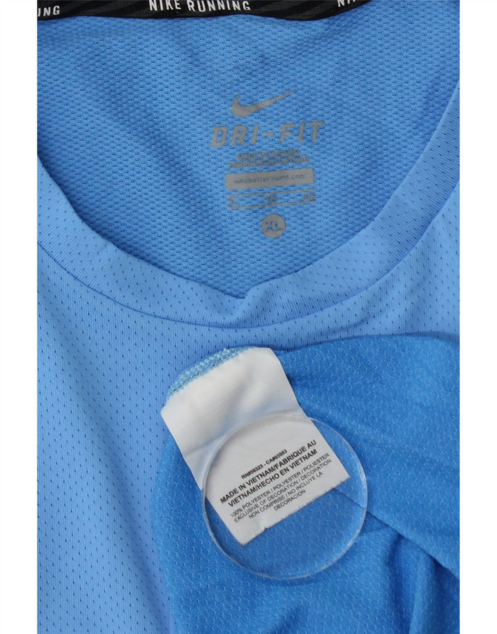 Nike Mens Dri Fit T-Shirt Top XL Blue Polyester