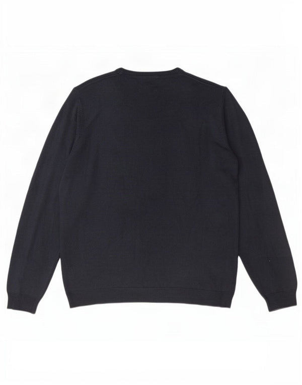 Marks & Spencer Mens V-Neck Jumper Sweater XL Navy Blue Acrylic