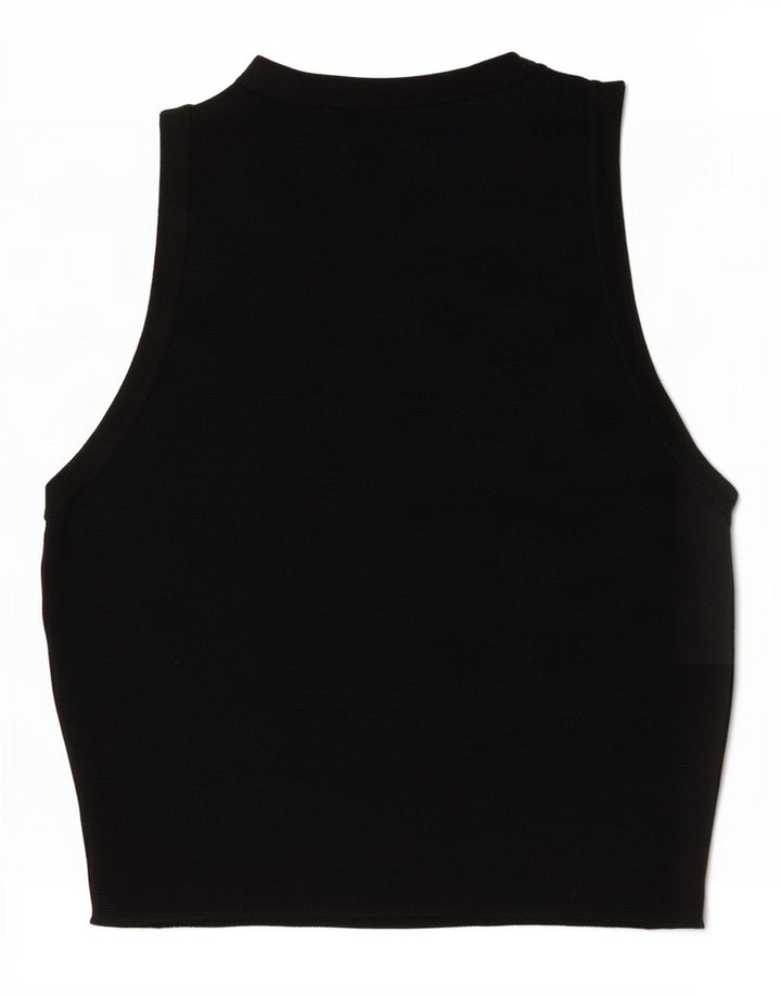 Zara Womens Crop Vest Top UK 12 Medium Black