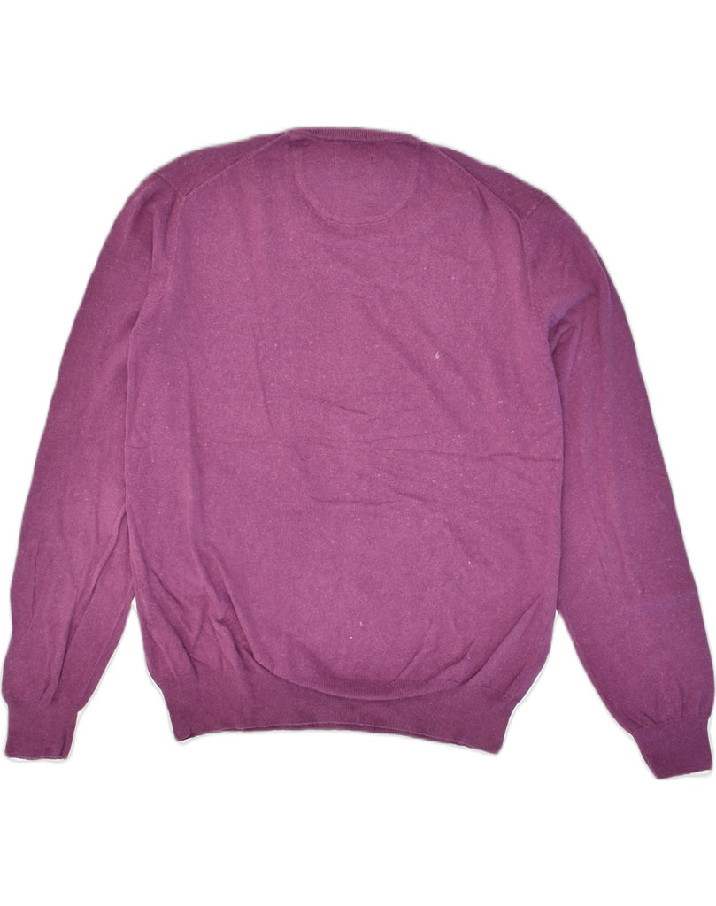 MASSIMO DUTTI Mens V-Neck Jumper Sweater Large Purple Cotton | Vintage Massimo Dutti | Thrift | Second-Hand Massimo Dutti | Used Clothing | Messina Hembry 