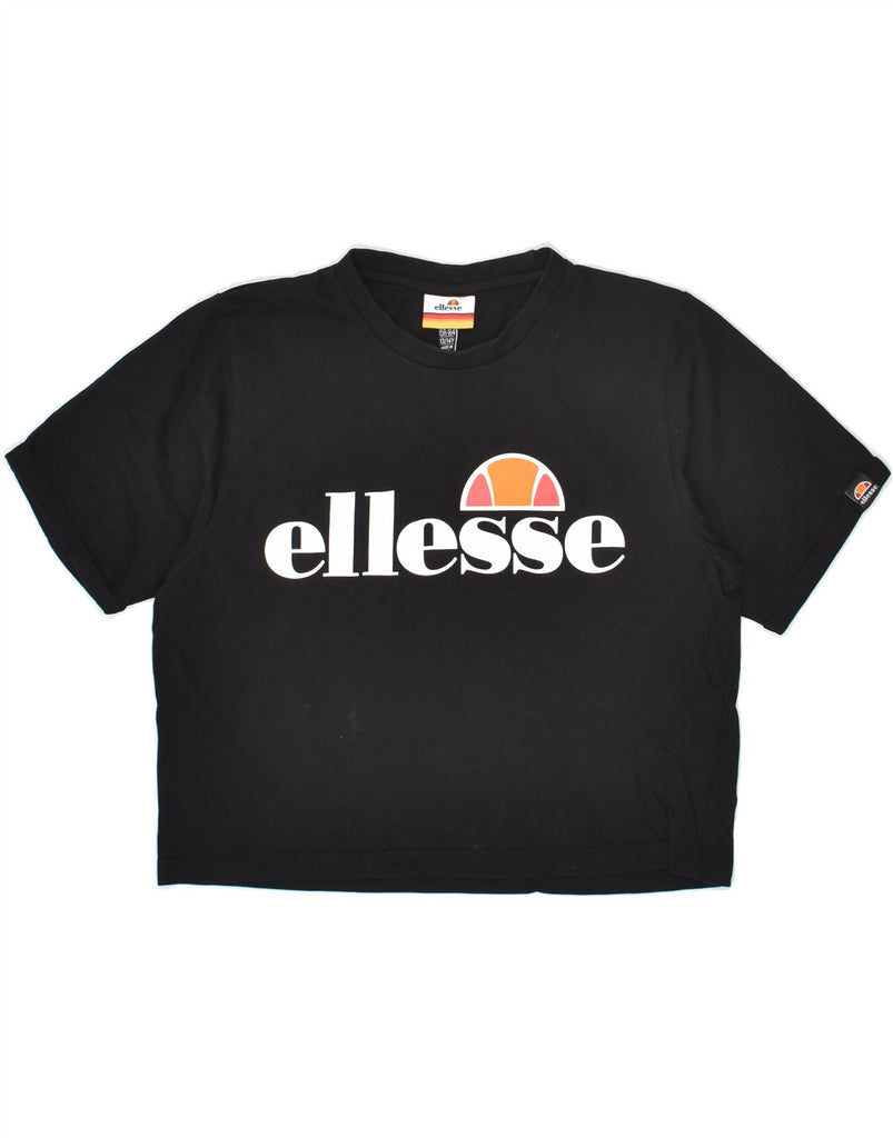 ELLESSE Girls Graphic T-Shirt Top 13-14 Years Black Cotton | Vintage Ellesse | Thrift | Second-Hand Ellesse | Used Clothing | Messina Hembry 