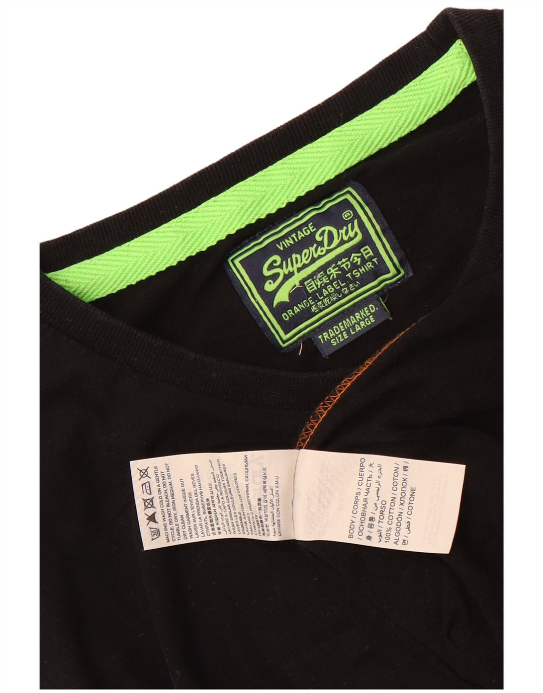 Superdry Mens T-Shirt Top Large Black Cotton