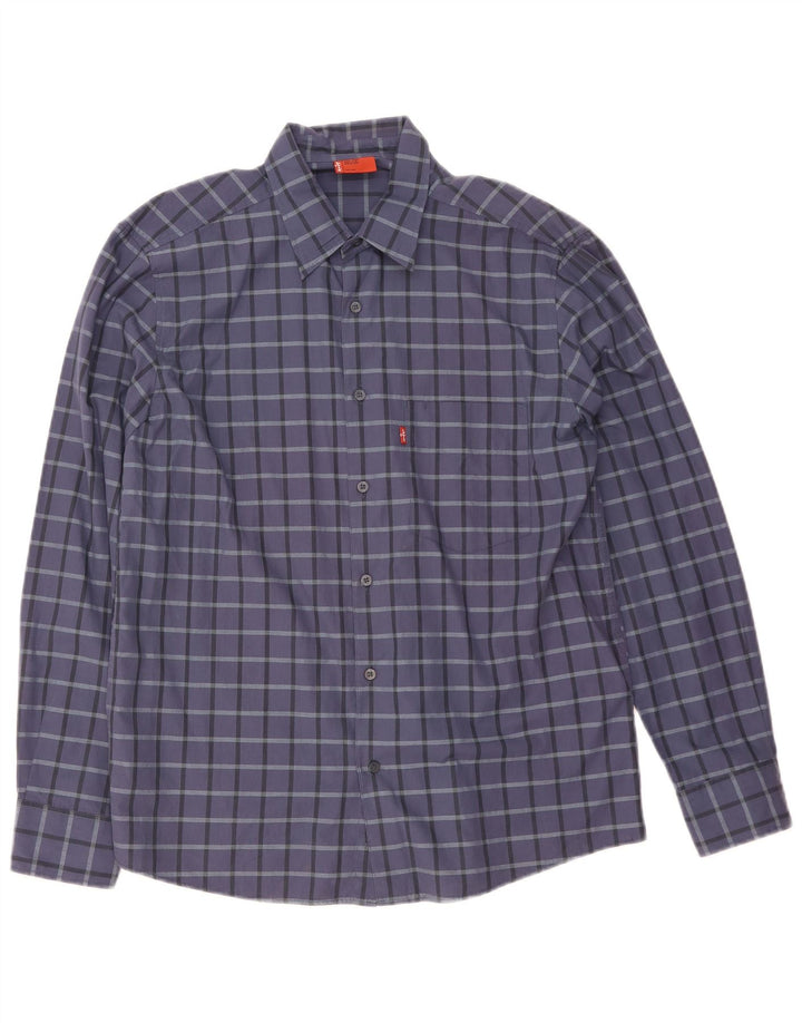 Levi's Mens Shirt Medium Navy Blue Check Cotton