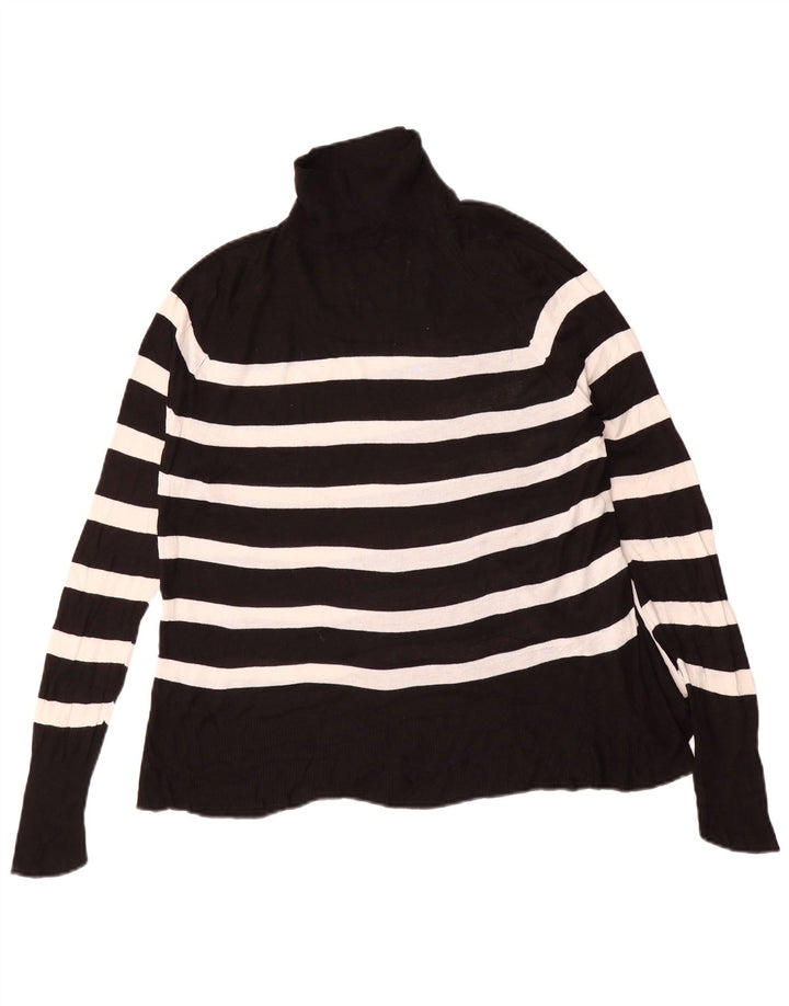 Zara Womens Oversized Turtle Neck Jumper Sweater UK 10 Small Black Striped
