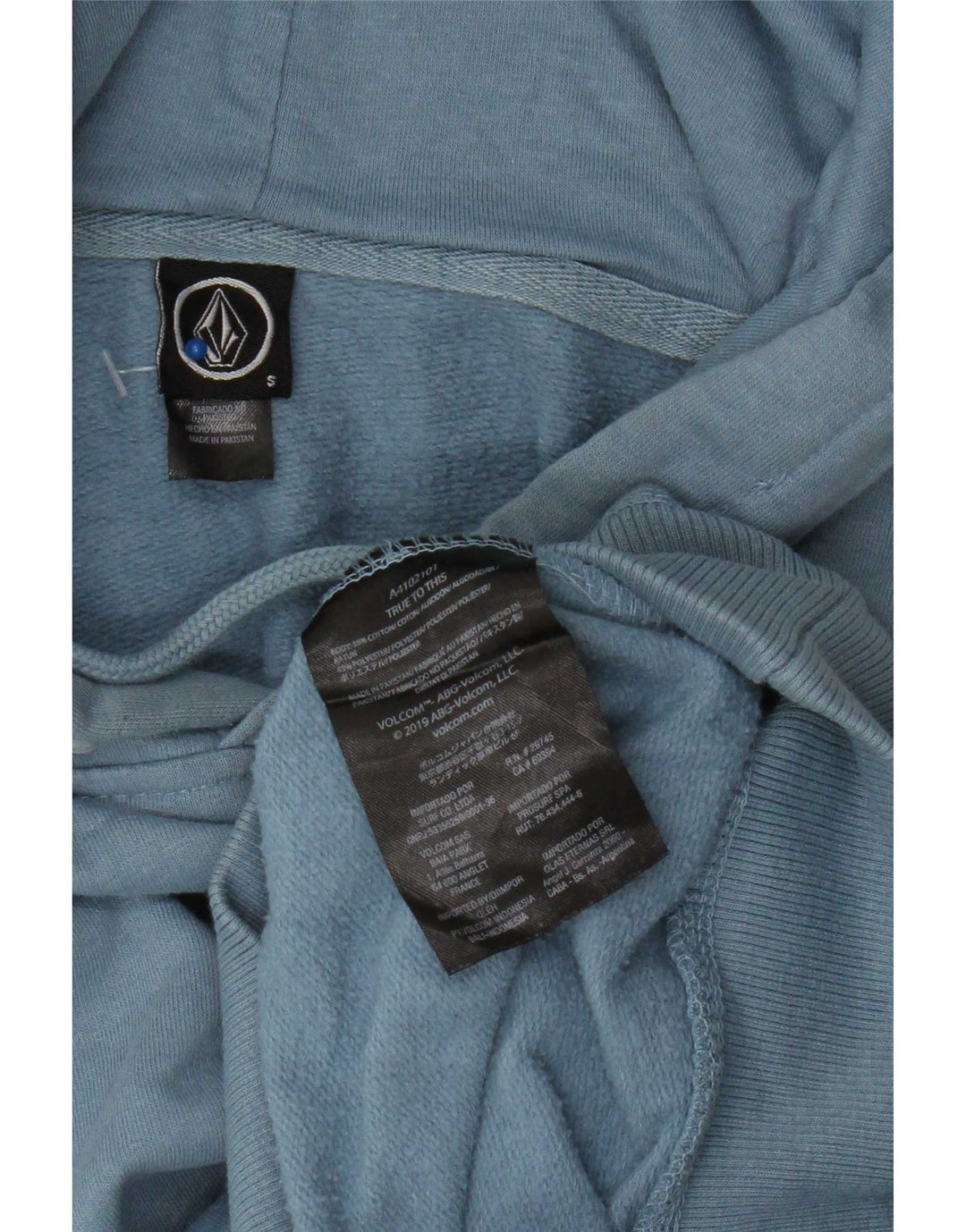 Volcom Mens Hoodie Jumper Small Blue Cotton