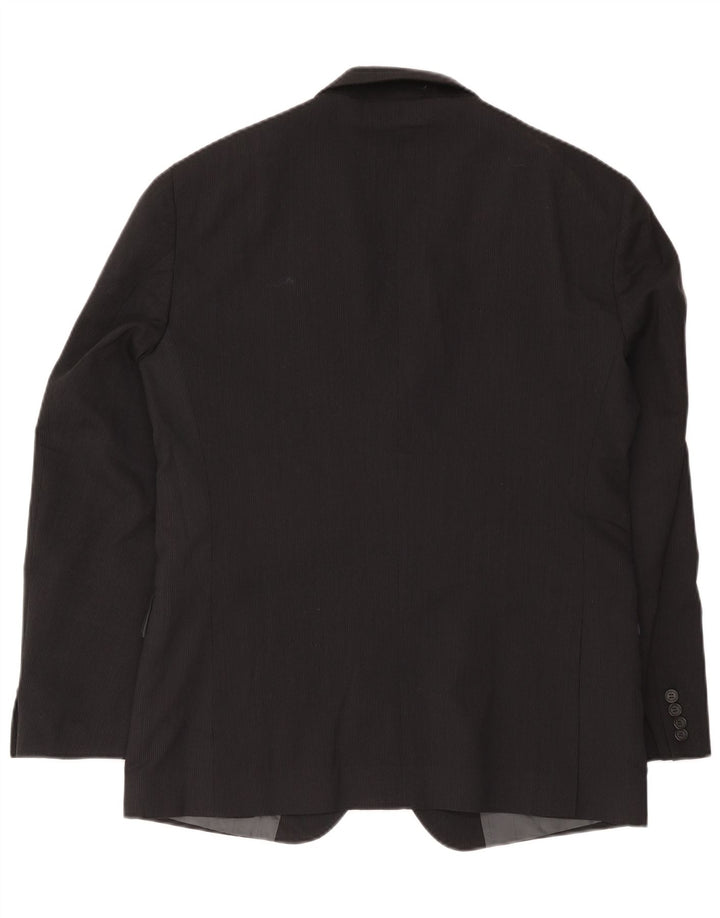 Calvin Klein Mens 2 Button Blazer Jacket IT 52 XL Black Pinstripe Wool