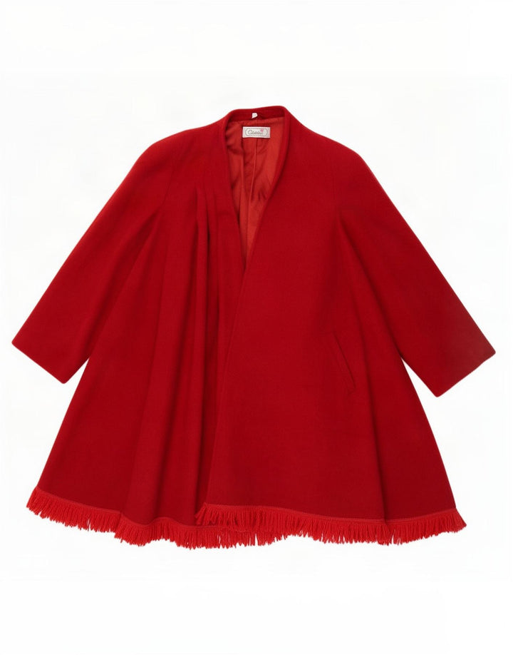 Civas Womens Open Cape Coat UK 10 Small Red Wool