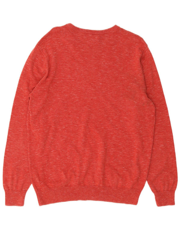 J. Crew Mens Neck Jumper Sweater Large Red Flecked Cotton
