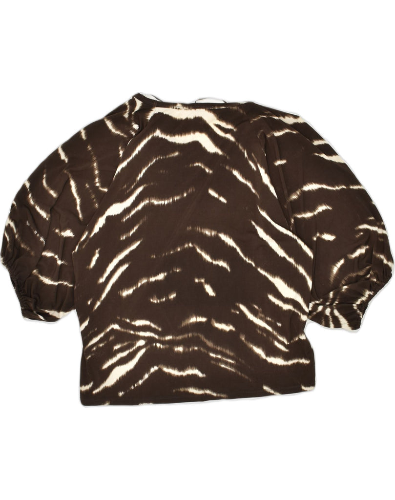 MICHAEL KORS Womens 3/4 Sleeve Blouse Top UK 16 Large Brown Animal Print | Vintage Michael Kors | Thrift | Second-Hand Michael Kors | Used Clothing | Messina Hembry 