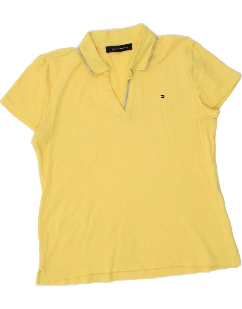 TOMMY HILFIGER Womens Polo Shirt UK 12 Medium Yellow | Vintage Tommy Hilfiger | Thrift | Second-Hand Tommy Hilfiger | Used Clothing | Messina Hembry 