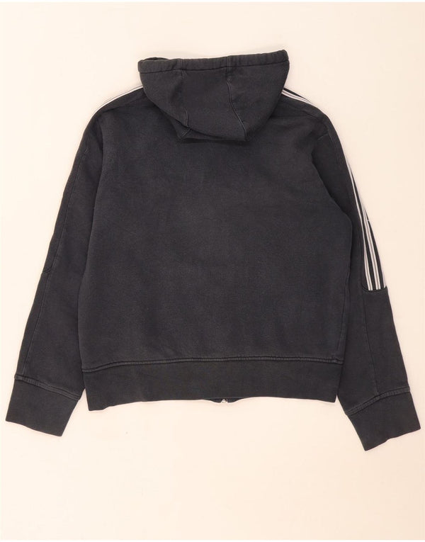 Adidas Womens Zip Hoodie Sweater UK 14 Medium Navy Blue Cotton Sports
