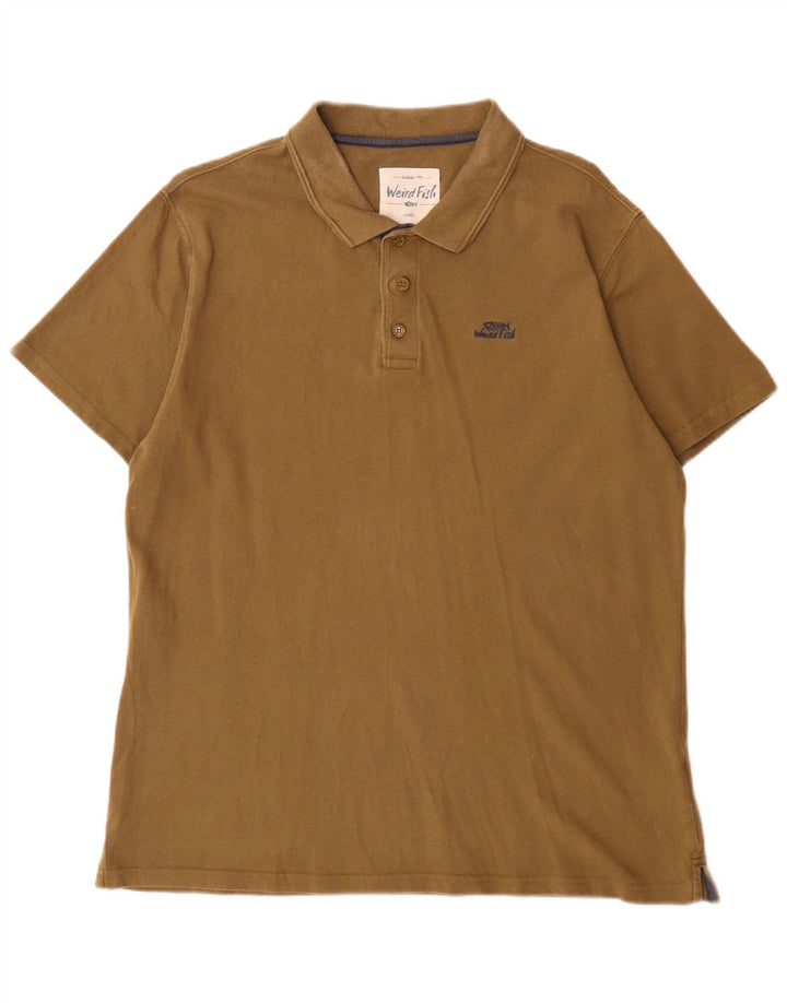 Weird Fish Mens Polo Shirt Large Khaki Cotton