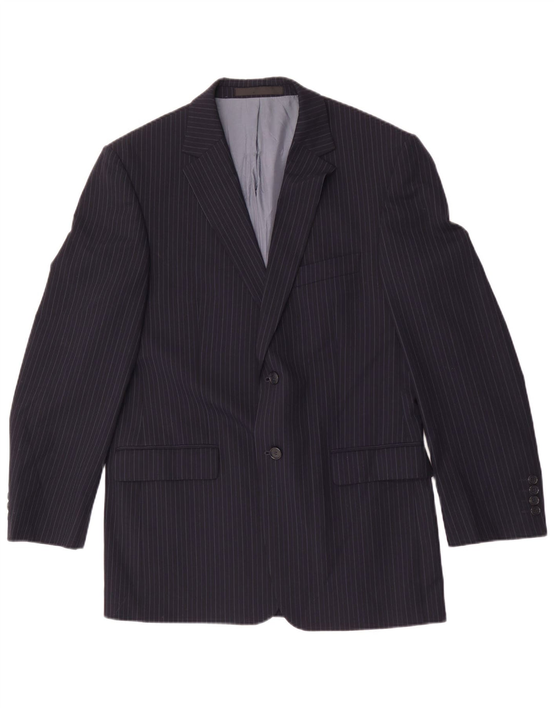Marks & Spencer Womens Blazer Jacket UK 40 Medium Navy Blue Pinstripe