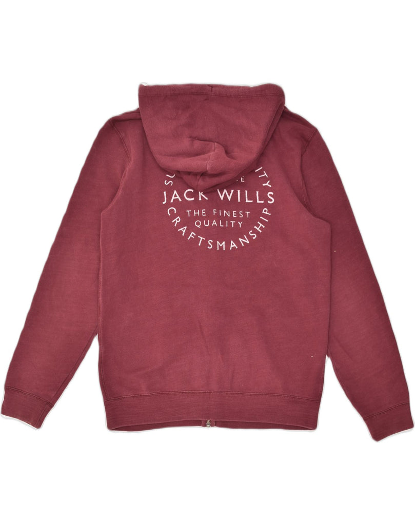 JACK WILLS Mens Graphic Zip Hoodie Sweater Medium Red Cotton | Vintage Jack Wills | Thrift | Second-Hand Jack Wills | Used Clothing | Messina Hembry 