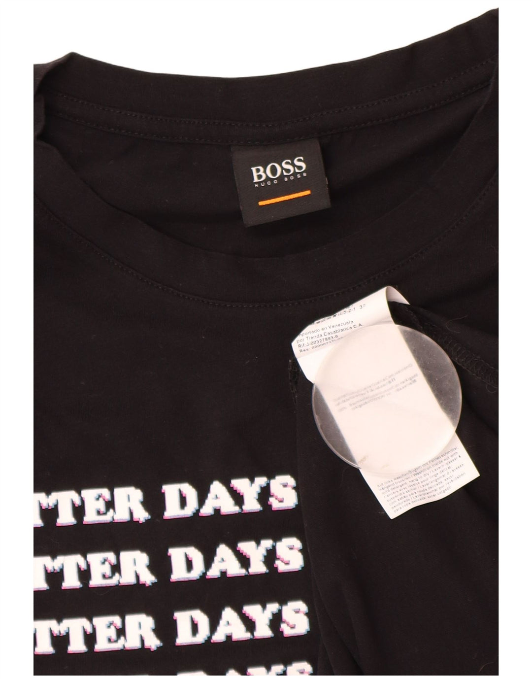 Hugo Boss Mens Graphic T-Shirt Top Medium Black Cotton