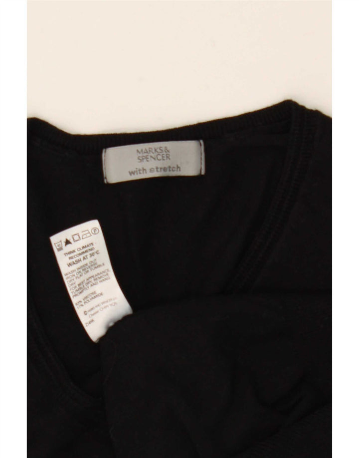 Marks & Spencer Womens V-Neck Jumper Sweater UK 12 Medium Black