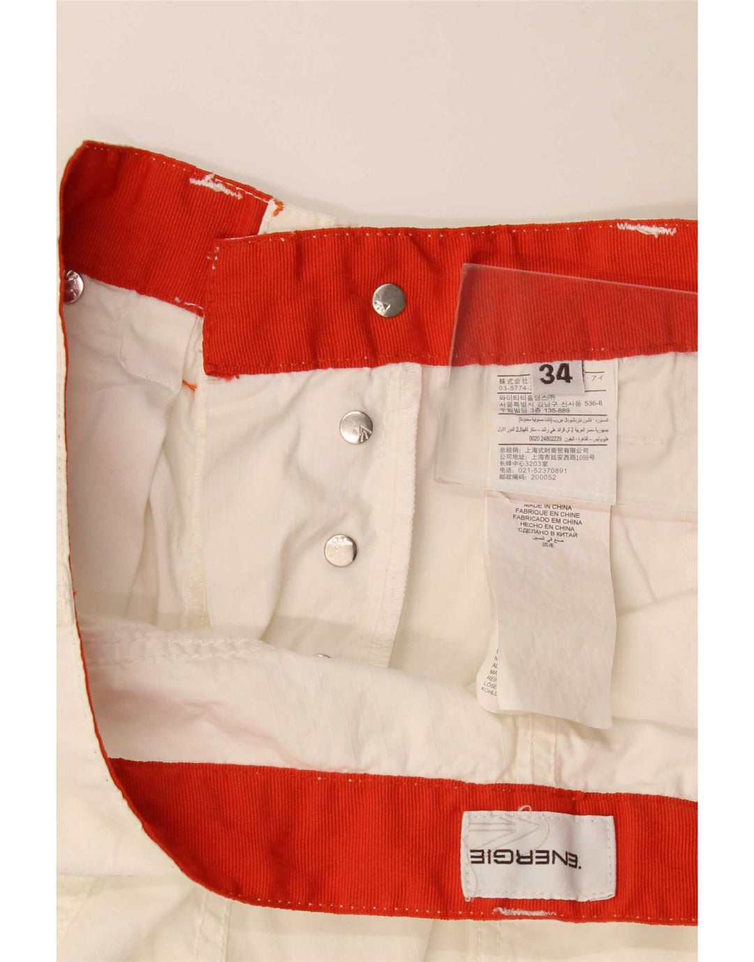 Energie Mens Casual Shorts W34 Large White Cotton