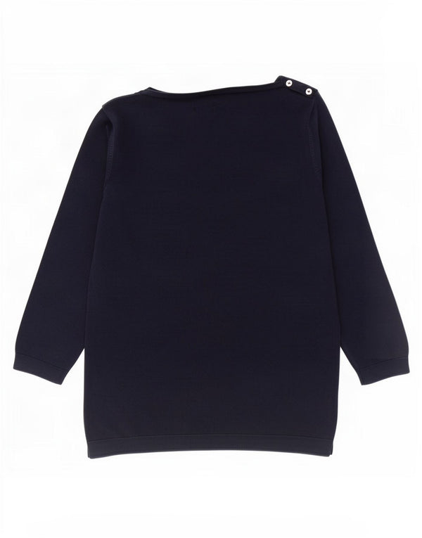 Massimo Dutti Womens Boat Neck Jumper Sweater UK 12 Medium Navy Blue