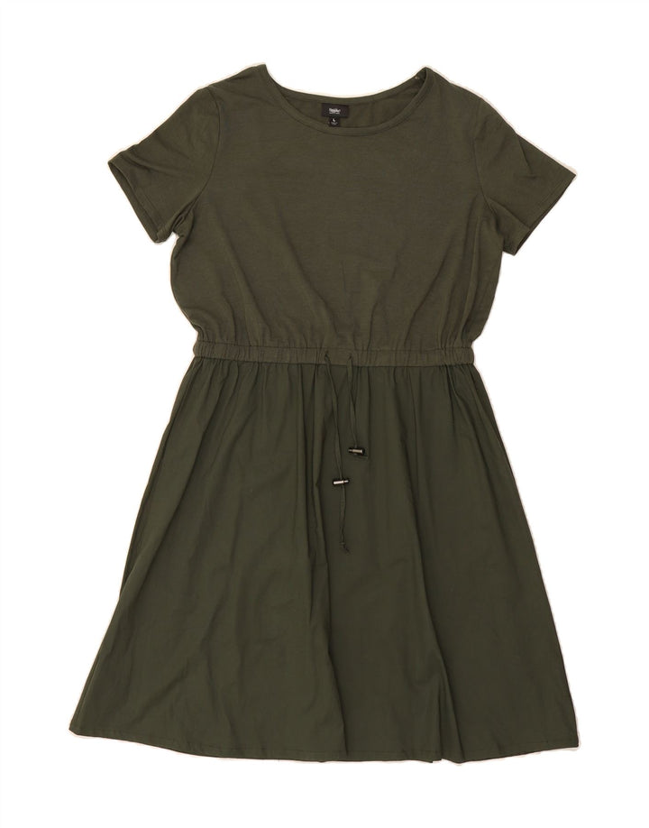 MOSSIMO Womens A-Line Dress UK 16 Large Khaki Polyester Vintage Mossimo and Second-Hand Mossimo from Messina Hembry 