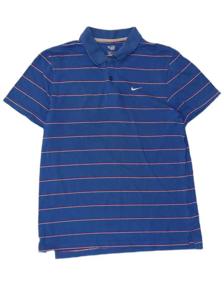 Nike Mens Polo Shirt UK 38/40 Medium Blue Striped