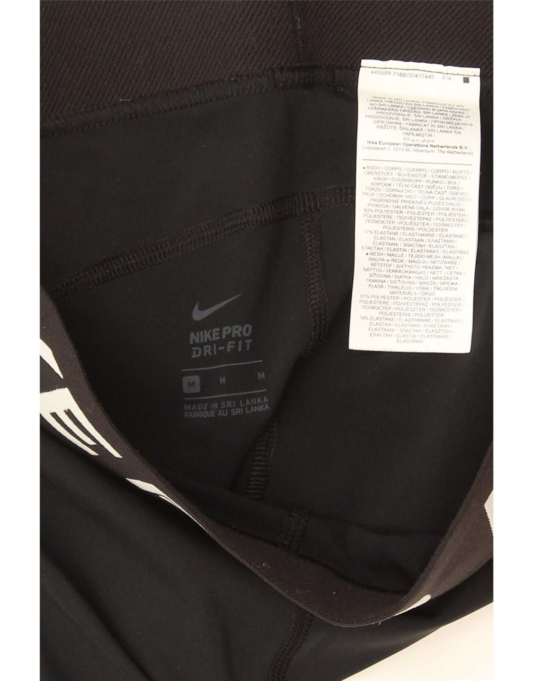 Nike Womens Dri Fit Graphic Leggings UK 12 Medium Black Polyester