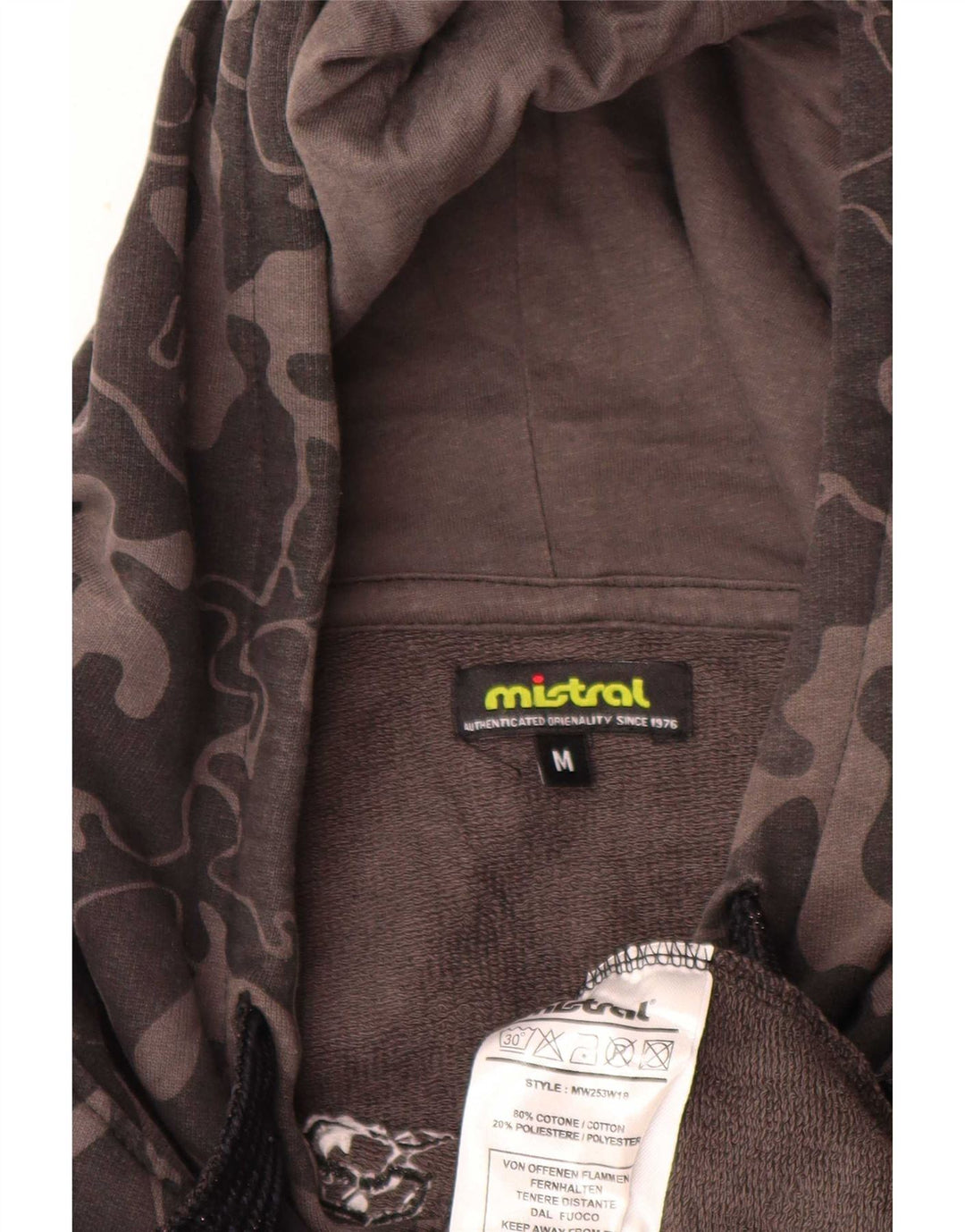 Mistral Womens Graphic Oversized Hoodie Jumper UK 14 Medium Grey Camouflage