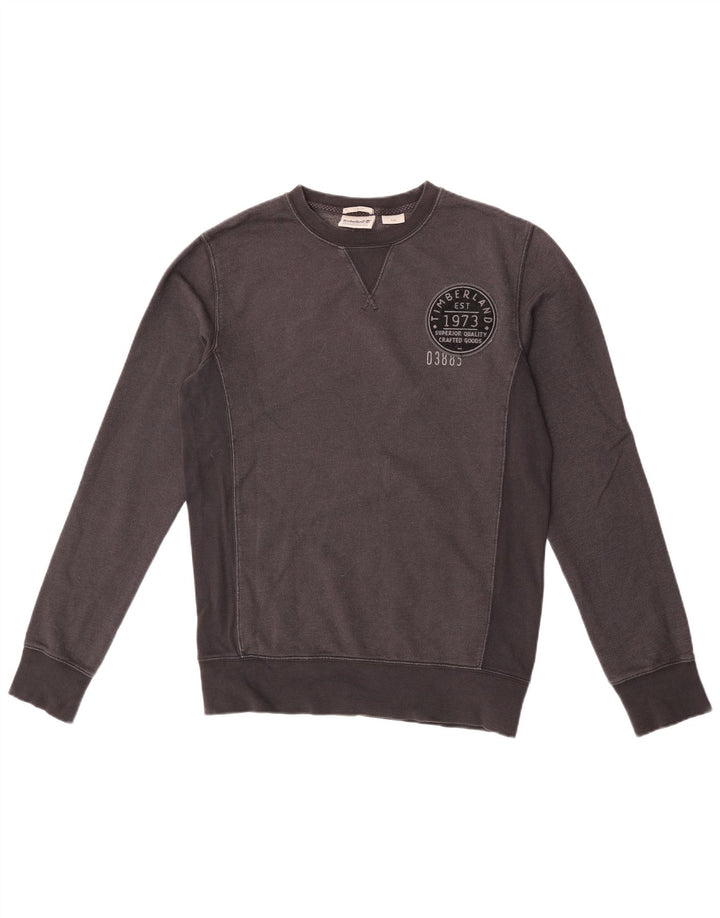 Timberland Mens Graphic Slim Fit Sweatshirt Jumper Small Black Cotton